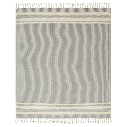 Navy Blue/White Striped Turkish All-Natural Cotton Throw Blanket