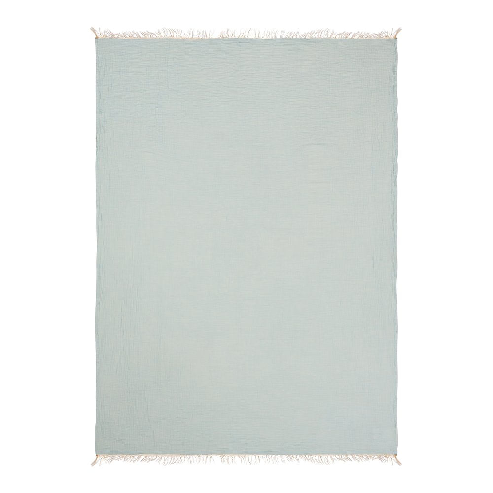 Sandy Farmhouse Solid Turkish Crinkled Cotton Throw Blanket with Fringe