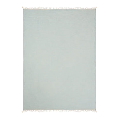 Sandy Farmhouse Solid Turkish Crinkled Cotton Throw Blanket with Fringe