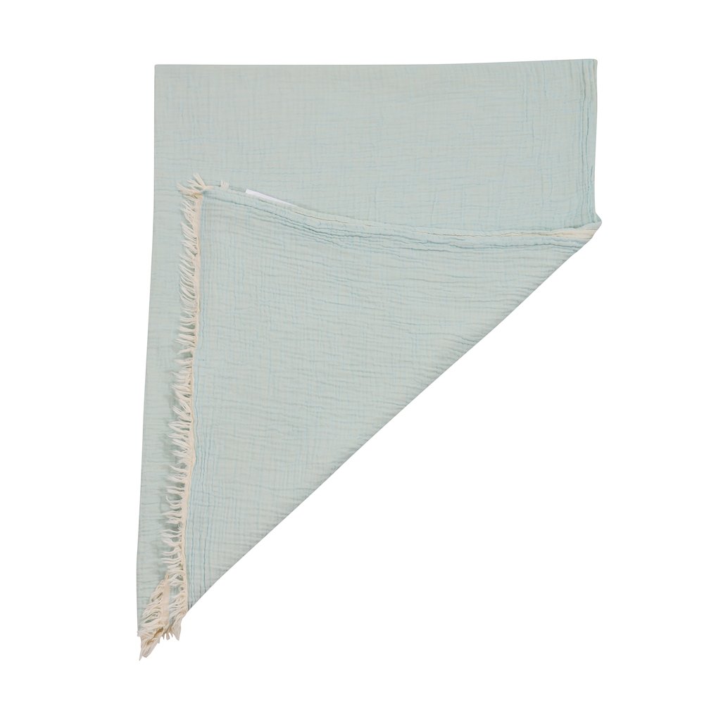 Sandy Farmhouse Solid Turkish Crinkled Cotton Throw Blanket with Fringe