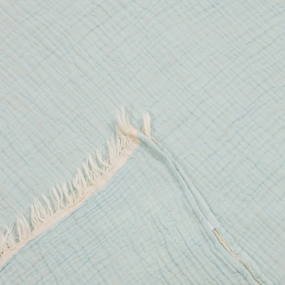 Sandy Farmhouse Solid Turkish Crinkled Cotton Throw Blanket with Fringe