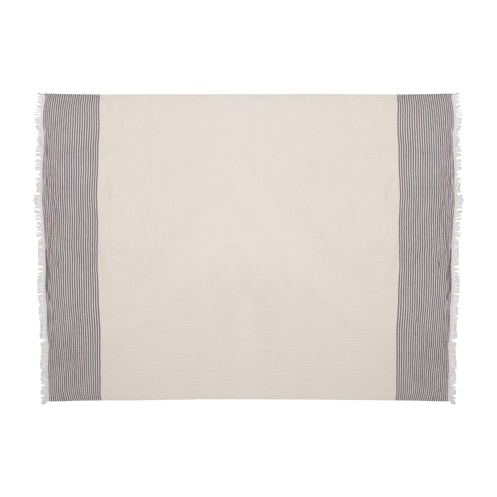 Gray/Ivory Farmhouse Striped Cotton Throw Blanket