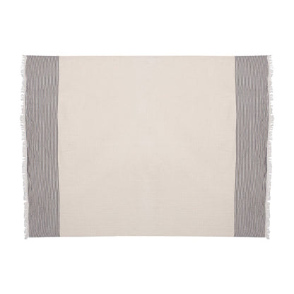 Gray/Ivory Farmhouse Striped Cotton Throw Blanket