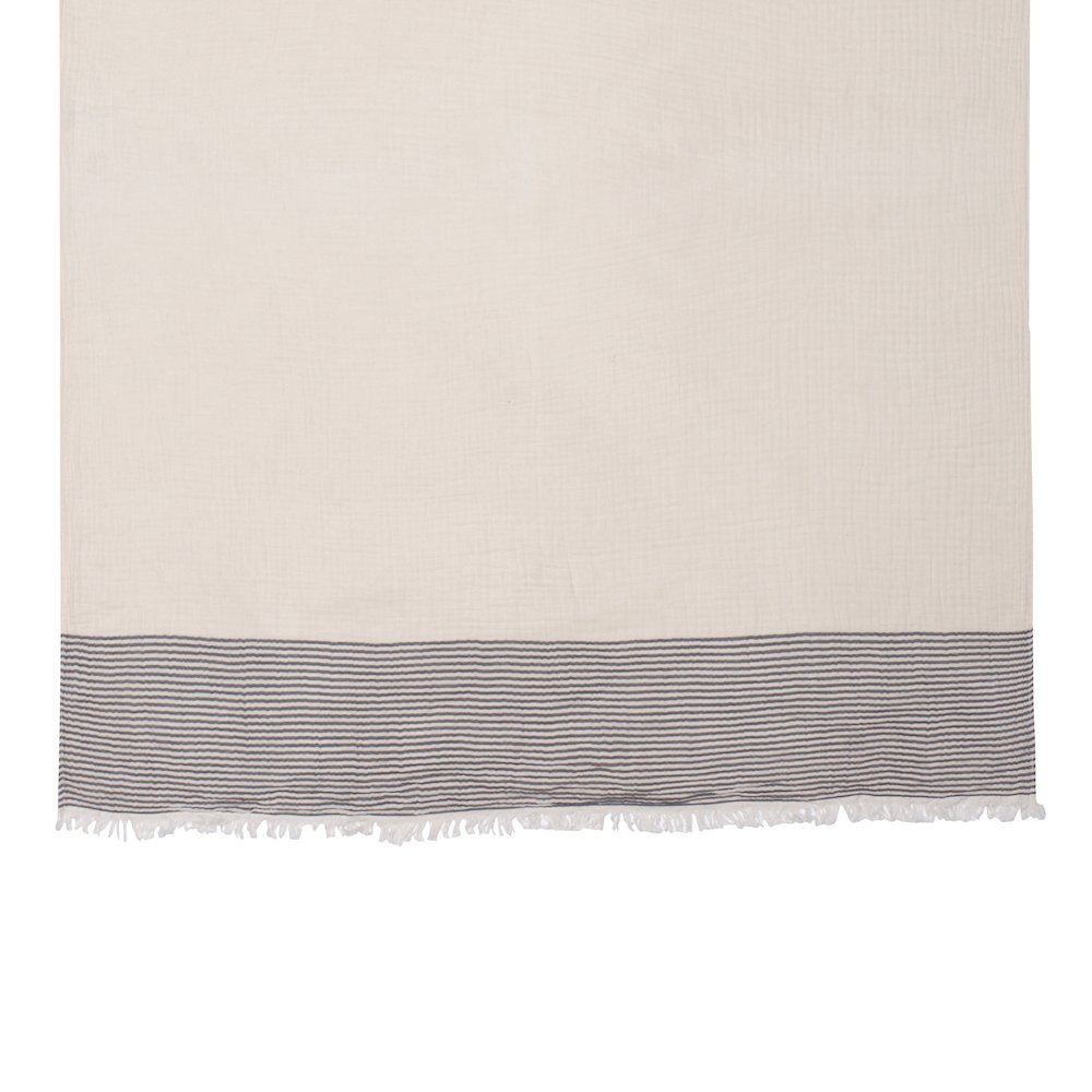 Gray/Ivory Farmhouse Striped Cotton Throw Blanket