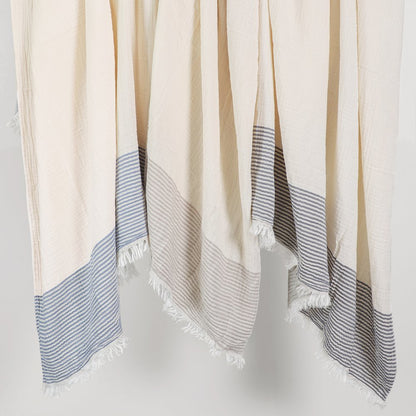Gray/Ivory Farmhouse Striped Cotton Throw Blanket