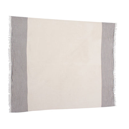 Gray/Ivory Farmhouse Striped Cotton Throw Blanket