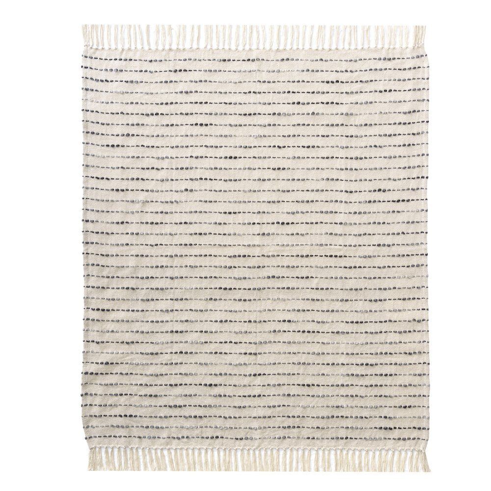 White/ Navy Striped Ombre Nautical Flatweave Throw Blanket