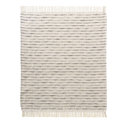 White/ Navy Striped Ombre Nautical Flatweave Throw Blanket