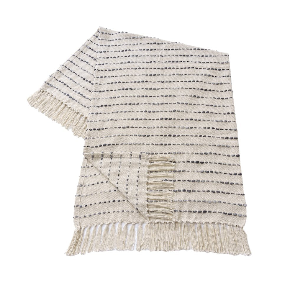 White/ Navy Striped Ombre Nautical Flatweave Throw Blanket