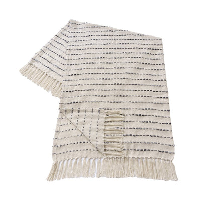 White/ Navy Striped Ombre Nautical Flatweave Throw Blanket