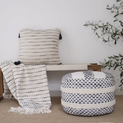 White/ Navy Striped Ombre Nautical Flatweave Throw Blanket