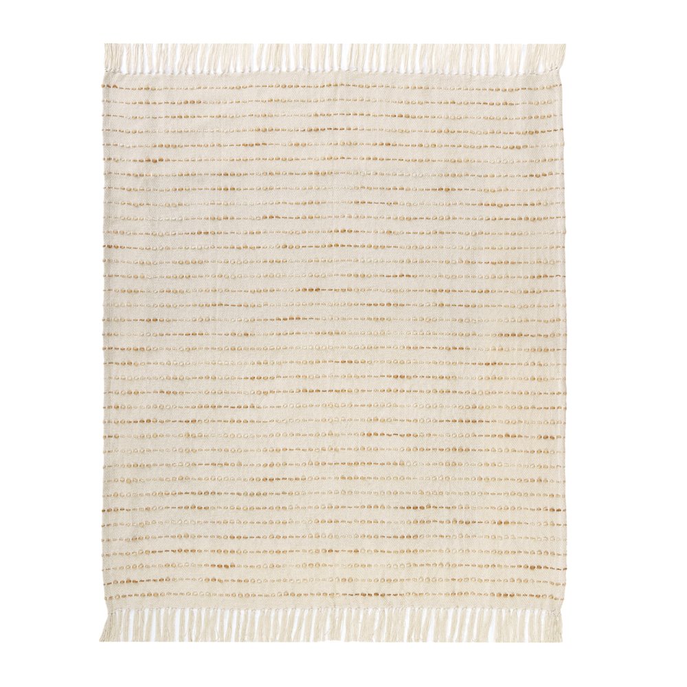 White/ Abobe Striped Ombre Farmhouse Flatweave Throw Blanket