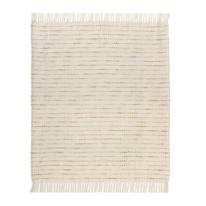 White/ Abobe Striped Ombre Farmhouse Flatweave Throw Blanket