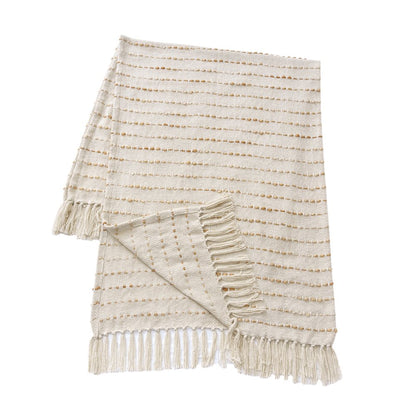 White/ Abobe Striped Ombre Farmhouse Flatweave Throw Blanket
