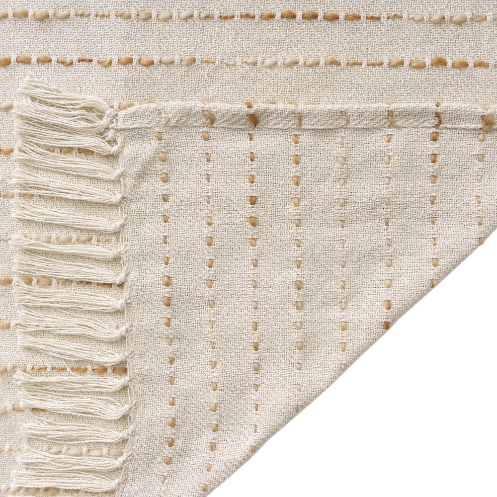 White/ Abobe Striped Ombre Farmhouse Flatweave Throw Blanket