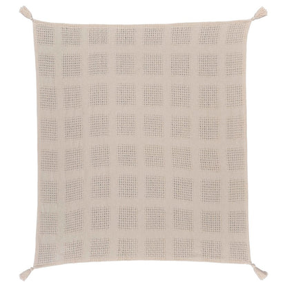 Cream Solid Hand-Woven All-Natural Cotton Throw Blanket