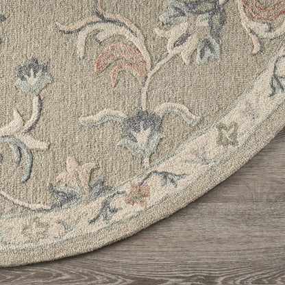 Mirroring Floral Bloom Area Rug 4'10" Round