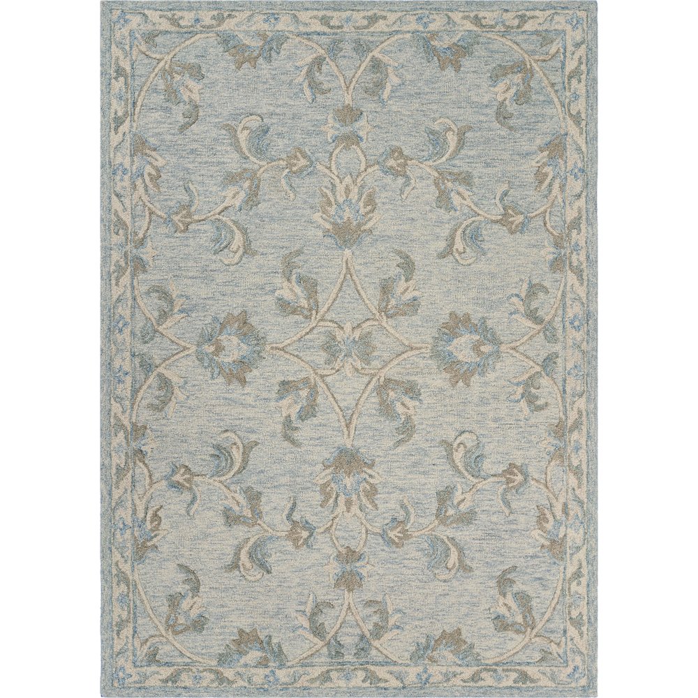 Mirroring Baby Blue Floral Bloom Area Rug 5'0"x7'0"