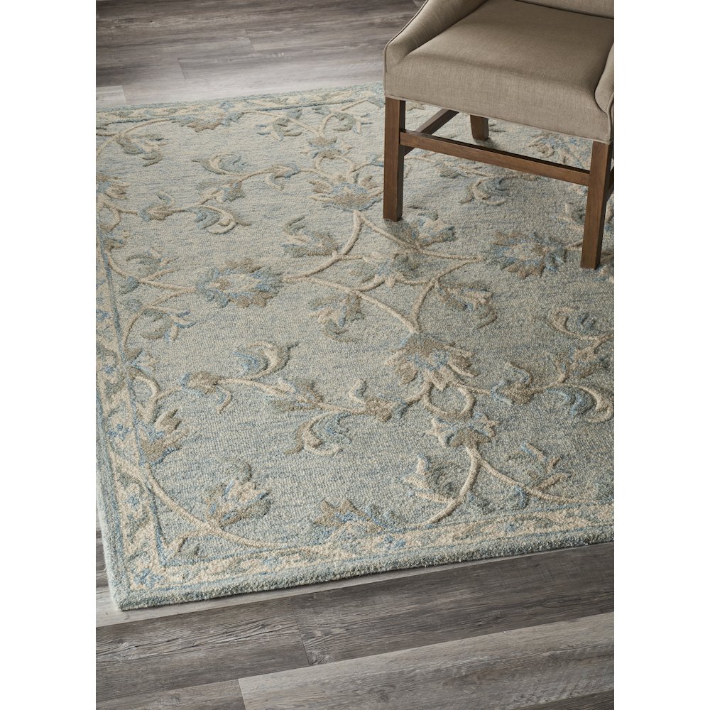 Mirroring Baby Blue Floral Bloom Area Rug 5'0"x7'0"