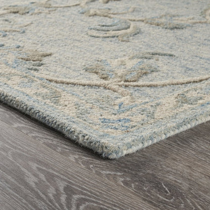 Mirroring Baby Blue Floral Bloom Area Rug 5'0"x7'0"