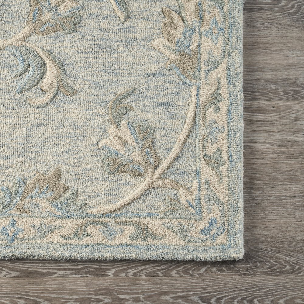 Mirroring Baby Blue Floral Bloom Area Rug 5'0"x7'0"