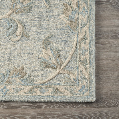 Mirroring Baby Blue Floral Bloom Area Rug 5'0"x7'0"