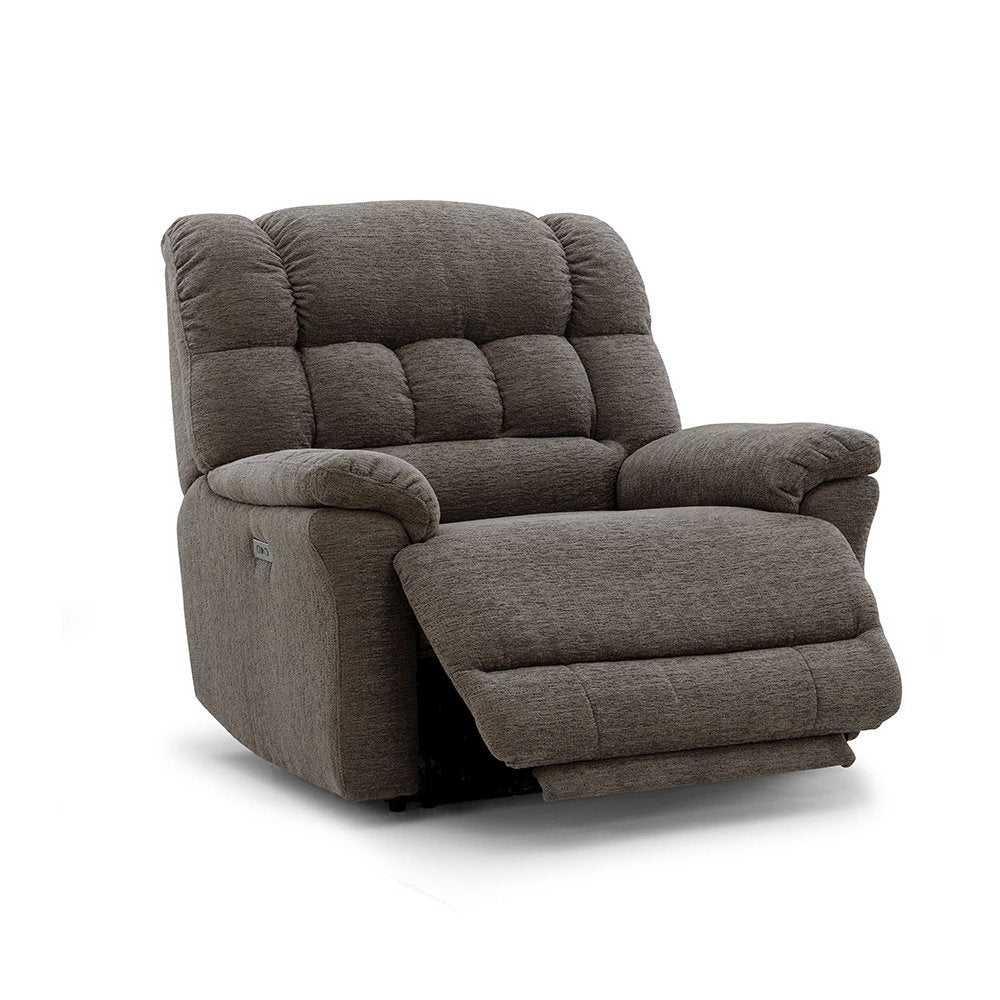 Brown Oversized Power Recliner Chair with Electric Recline, Wide Fabric Seat, USB Charging Port, Heavy-Duty Large Recliner
