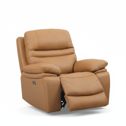 Leather Power Recliner Chair, Top Grain Upholstery, USB & USB-C, 360 lb Support