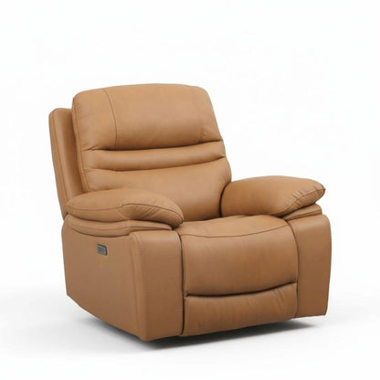 Leather Power Recliner Chair, Top Grain Upholstery, USB & USB-C, 360 lb Support