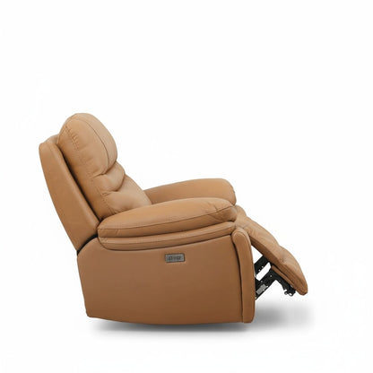 Leather Power Recliner Chair, Top Grain Upholstery, USB & USB-C, 360 lb Support