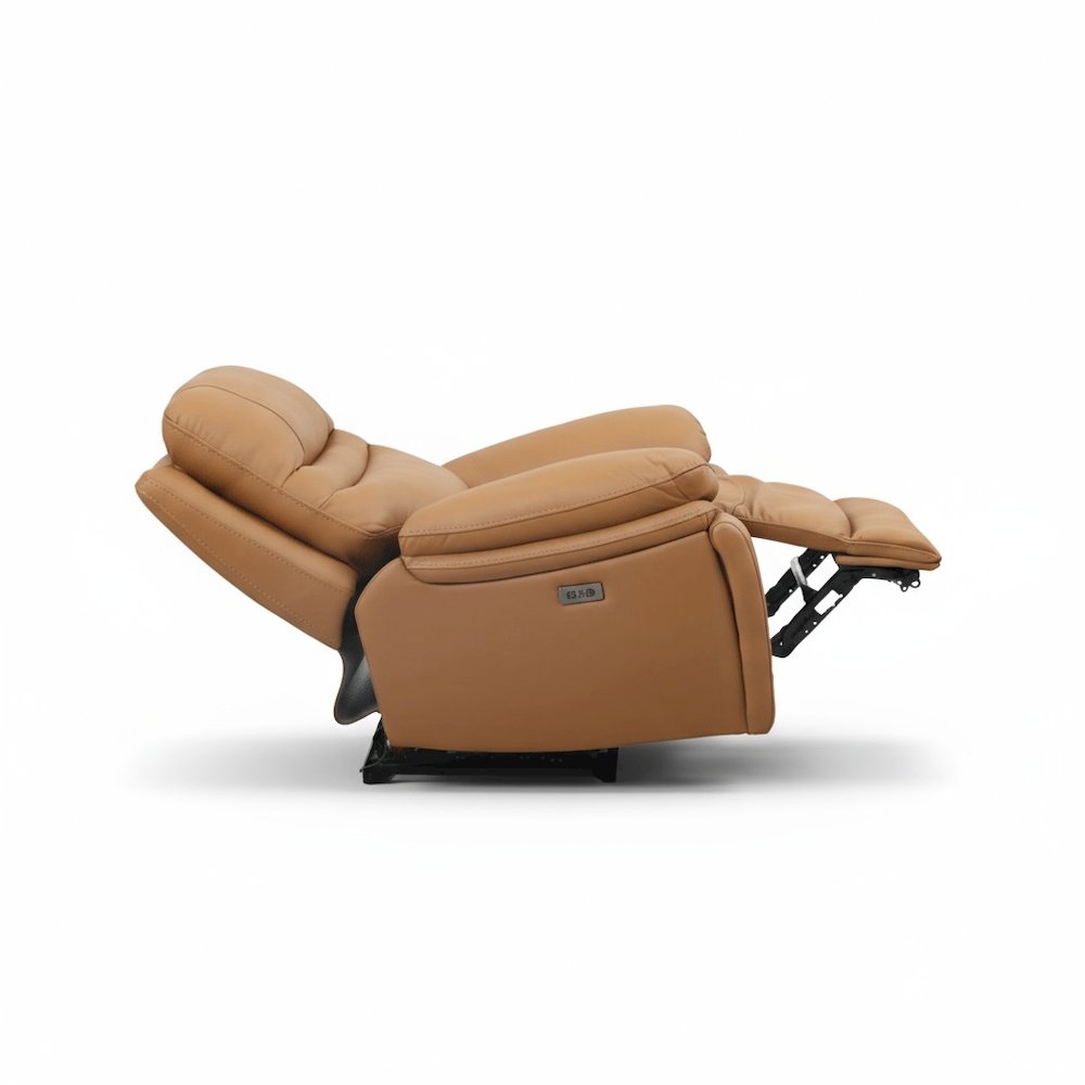 Leather Power Recliner Chair, Top Grain Upholstery, USB & USB-C, 360 lb Support