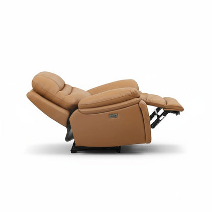 Leather Power Recliner Chair, Top Grain Upholstery, USB & USB-C, 360 lb Support