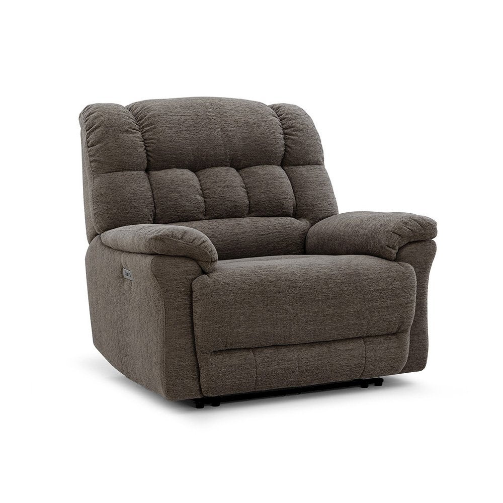 Brown Oversized Power Recliner Chair with Electric Recline, Wide Fabric Seat, USB Charging Port, Heavy-Duty Large Recliner
