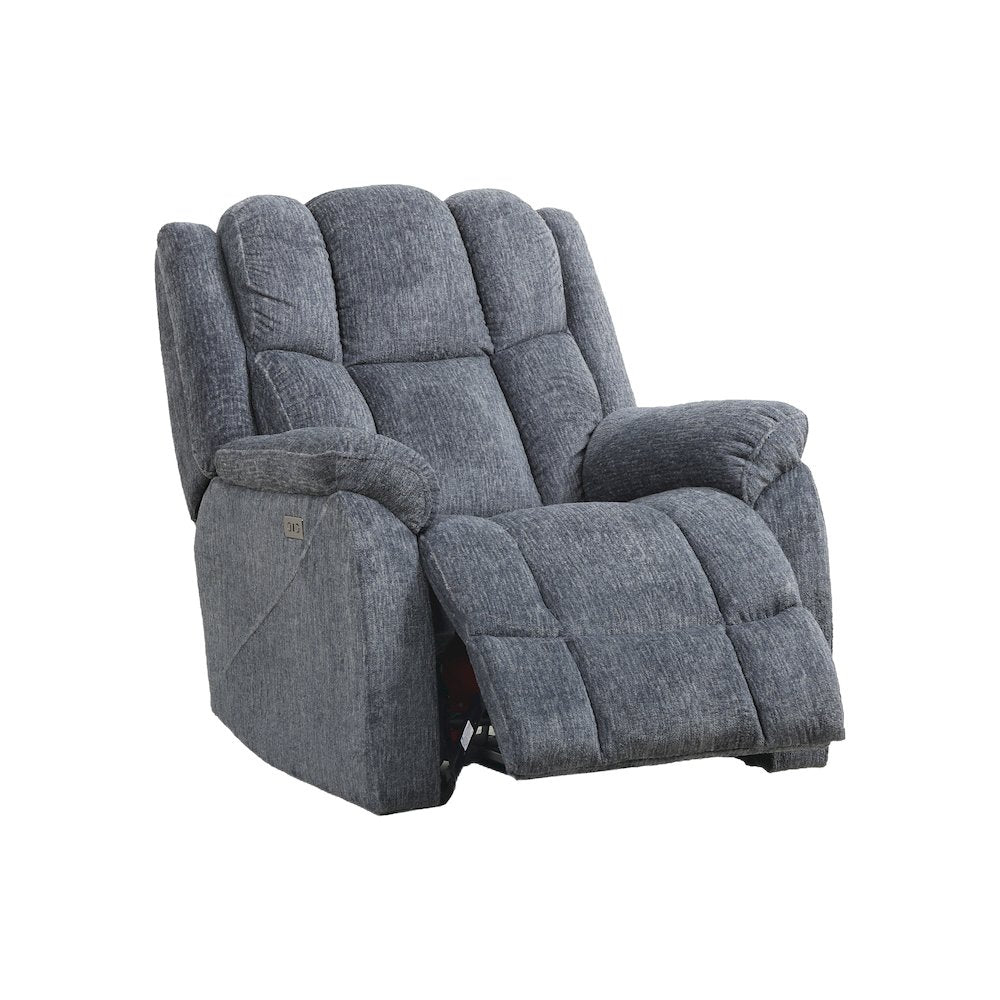 Fabric Power Recliner, Chrome Handle, USB-C, 360 lb Capacity, Calgary Slate