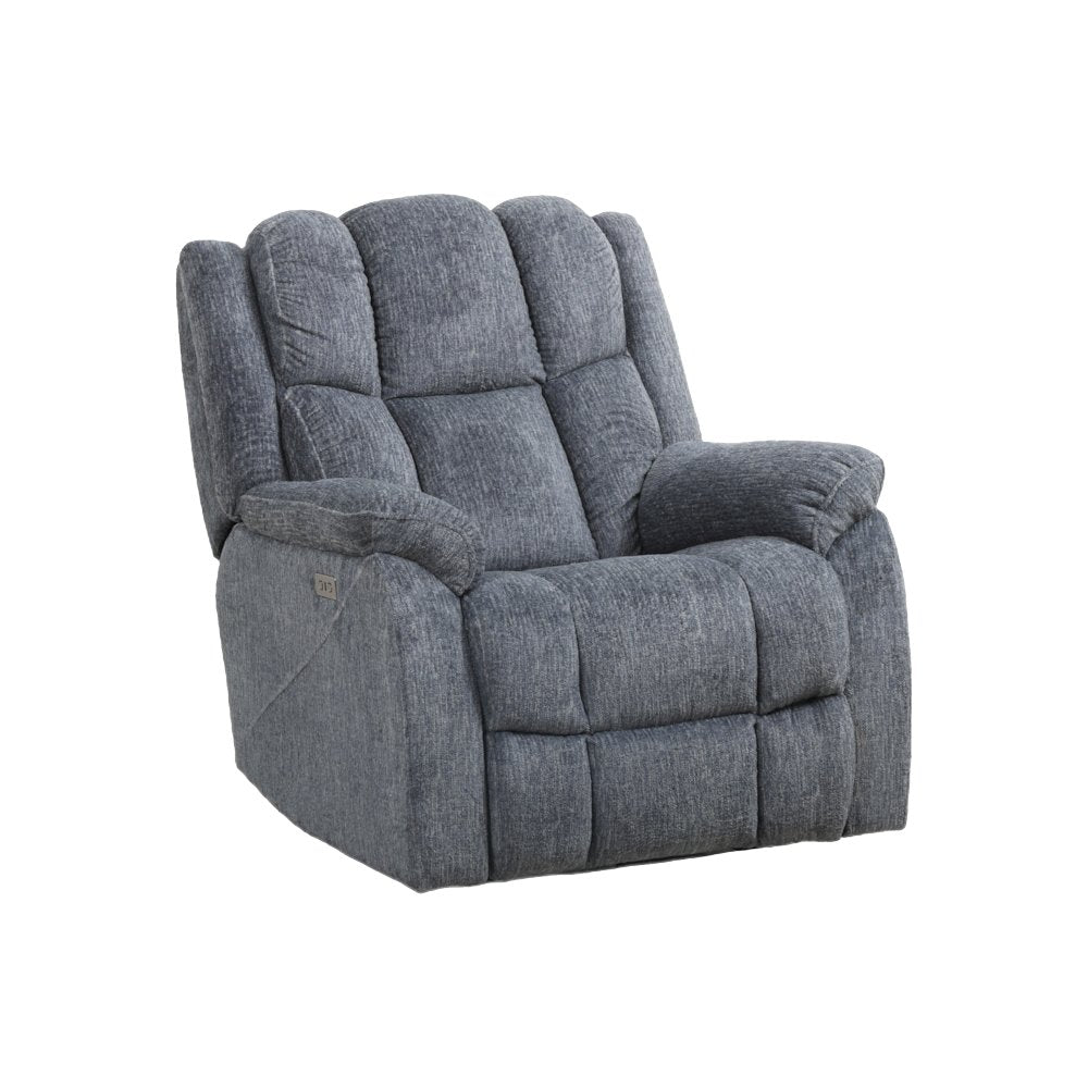 Fabric Power Recliner, Chrome Handle, USB-C, 360 lb Capacity, Calgary Slate