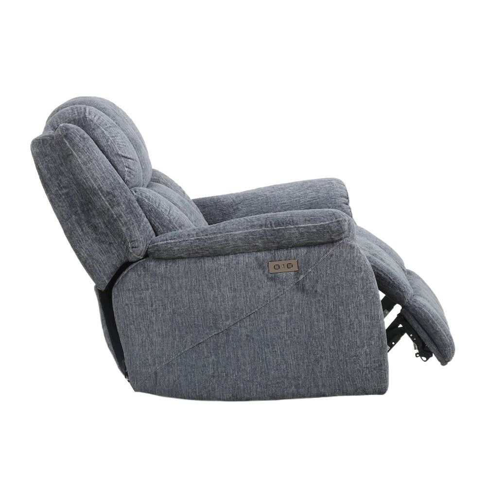 Fabric Power Recliner, Chrome Handle, USB-C, 360 lb Capacity, Calgary Slate