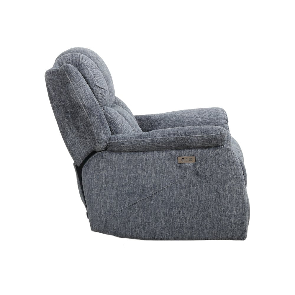 Fabric Power Recliner, Chrome Handle, USB-C, 360 lb Capacity, Calgary Slate