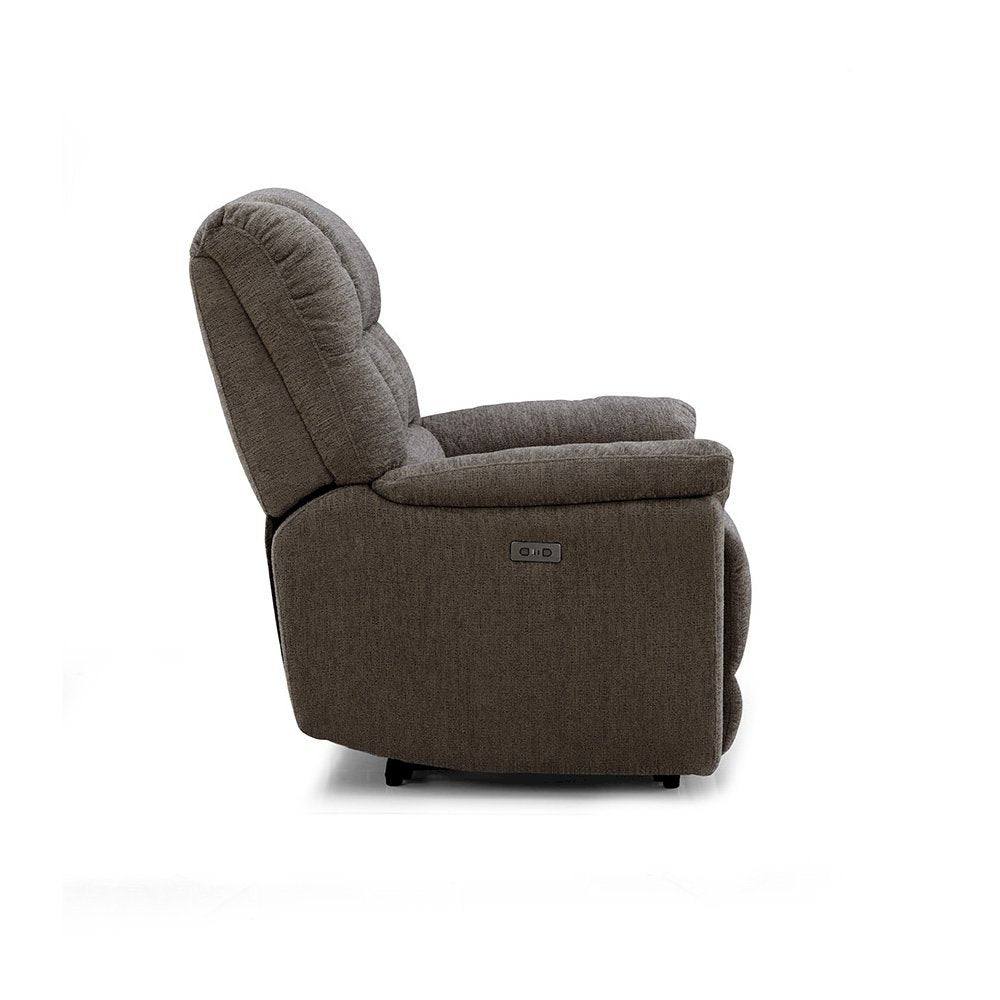 Brown Oversized Power Recliner Chair with Electric Recline, Wide Fabric Seat, USB Charging Port, Heavy-Duty Large Recliner