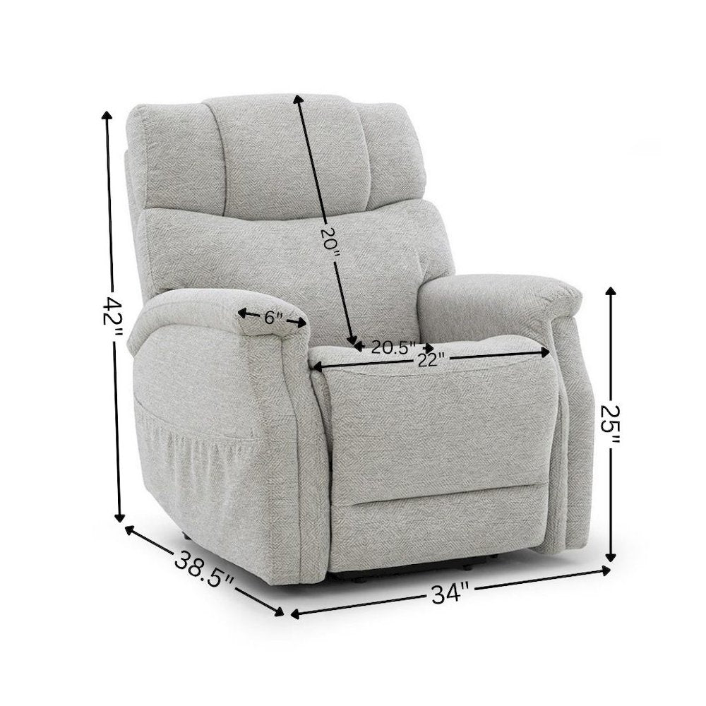 Light Gray Power Lift Recliner Chair for Elderly with USB and Electric Recline