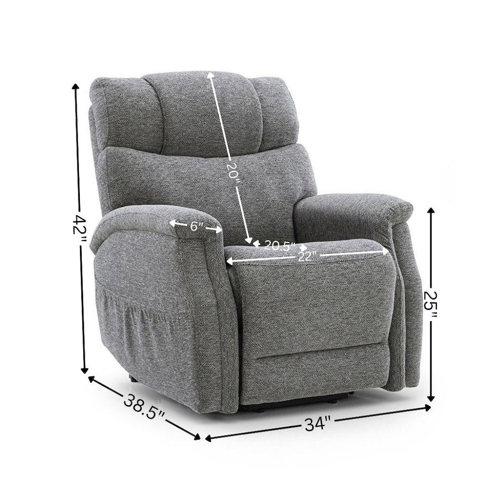 Dark Gray Power Lift Recliner Chair for Elderly with USB and Electric Recline