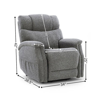 Dark Gray Power Lift Recliner Chair for Elderly with USB and Electric Recline