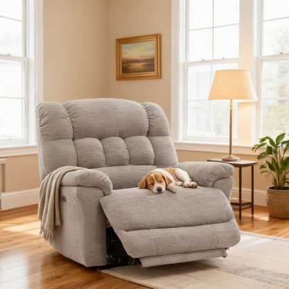 Light Gray Power Recliner Chair Oversized with Electric Recline and USB Port