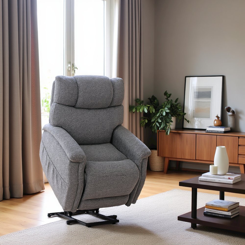 Dark Gray Power Lift Recliner Chair for Elderly with USB and Electric Recline