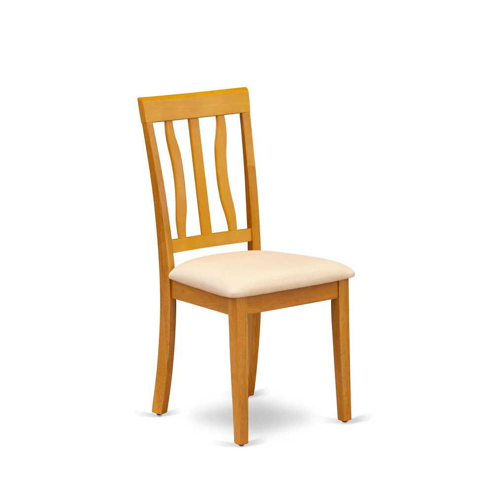 Antique Dining Chairs - Linen Fabric Upholstered Wooden Chairs, Set of 2