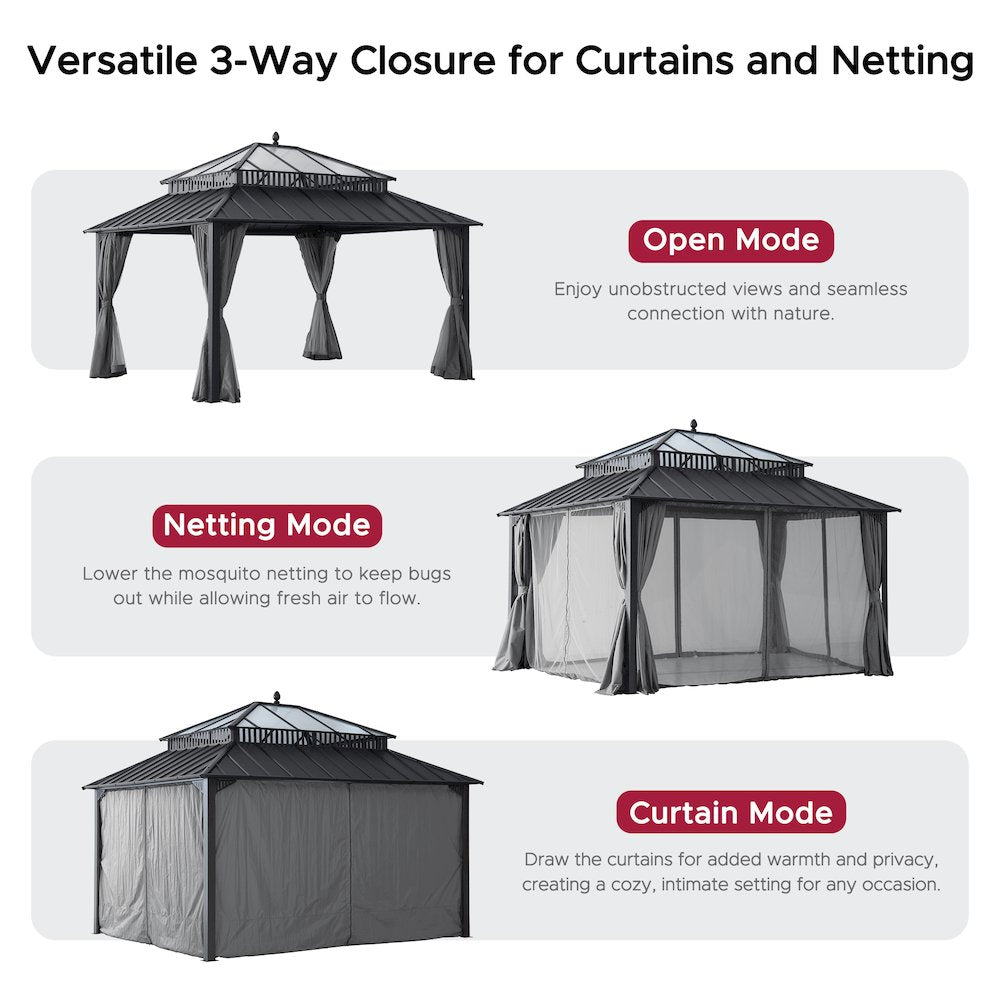 14 ft. x 12 ft. Kingston Extra-Tall, Wide Hardtop Gazebo