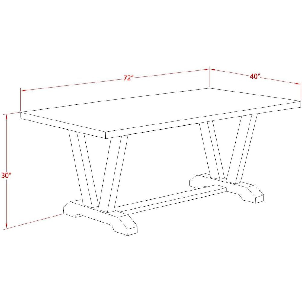 East West Furniture 1-Piece Kitchen Table with Rectangular Cement Table top and Linen White Wooden Legs Finish