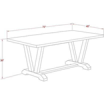 East West Furniture 1-Piece Kitchen Table with Rectangular Cement Table top and Linen White Wooden Legs Finish
