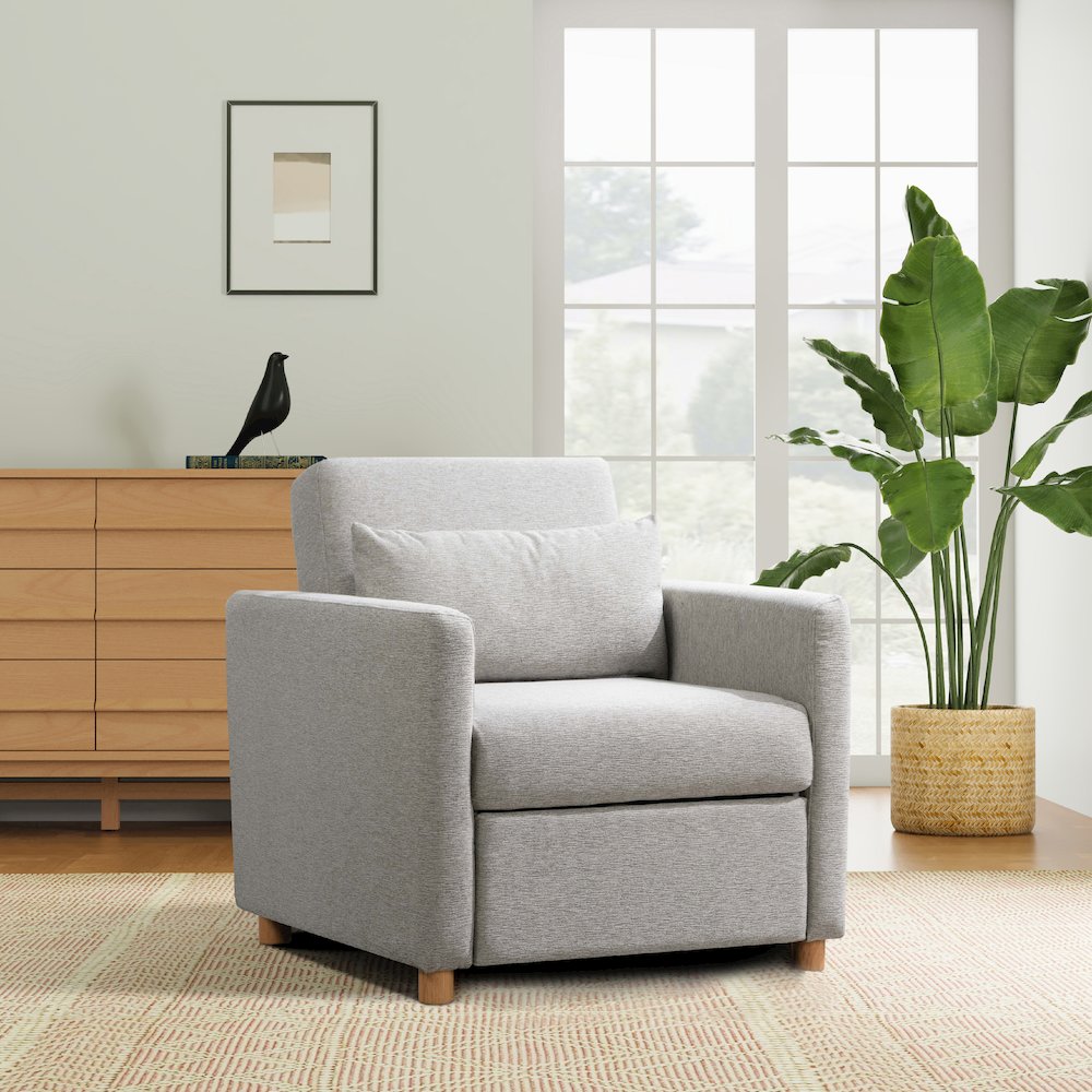 Conley Convertible Chair Light Grey Woven
