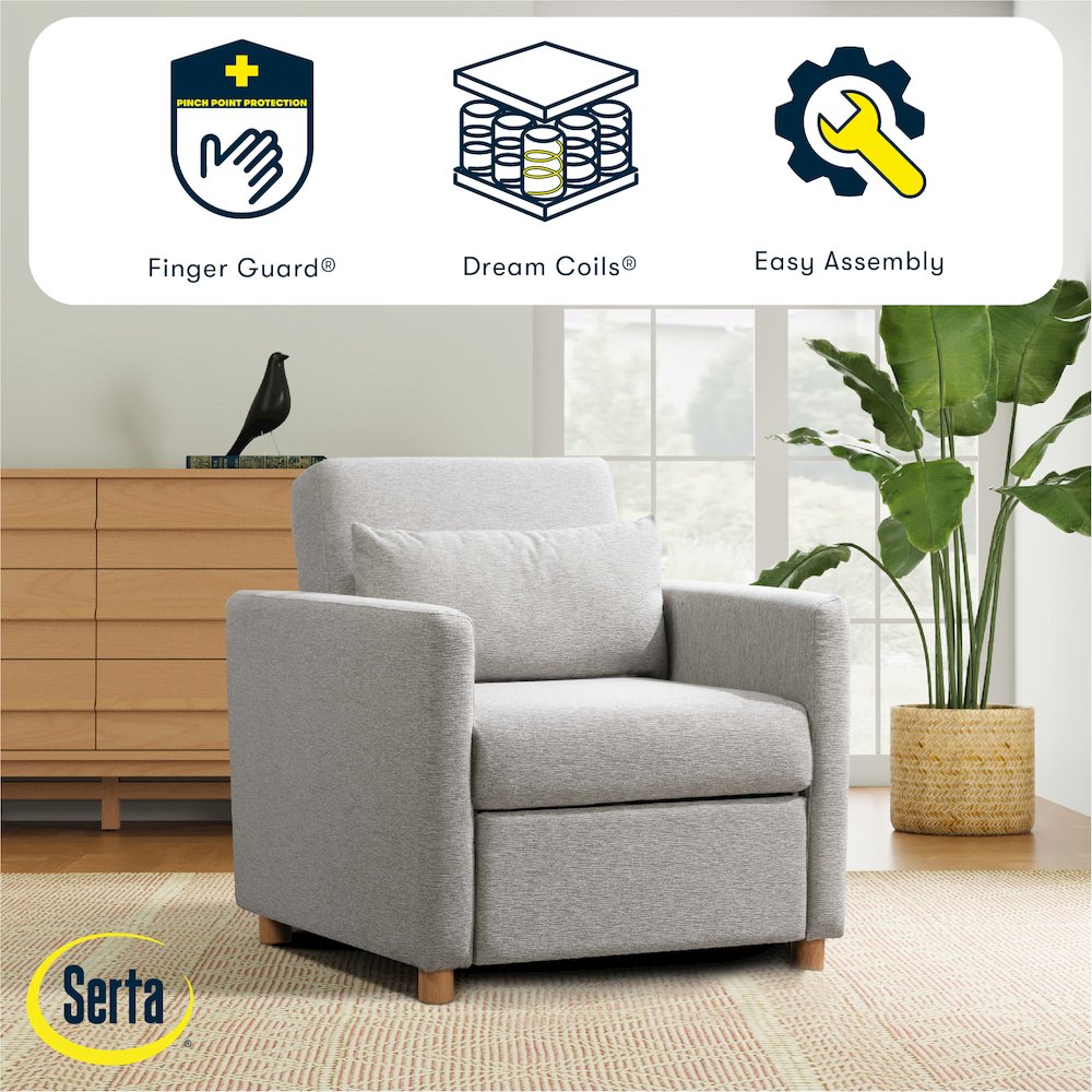 Conley Convertible Chair Light Grey Woven
