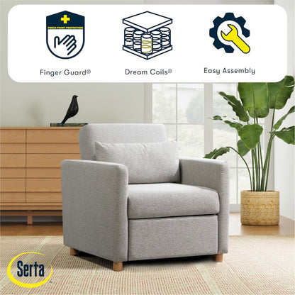 Conley Convertible Chair Light Grey Woven